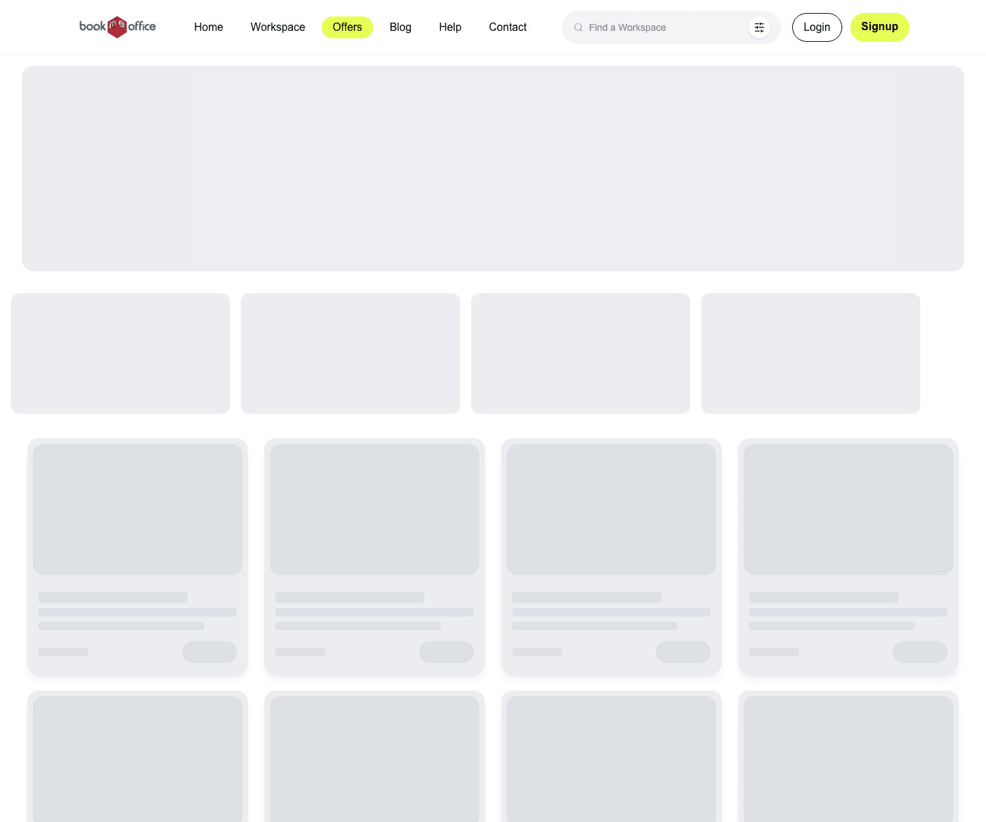 Book Me Office offers page showing promotional workspace content